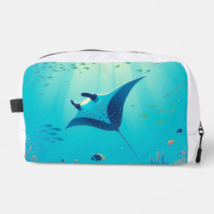 Classic, manta ray coastal art dopp kit