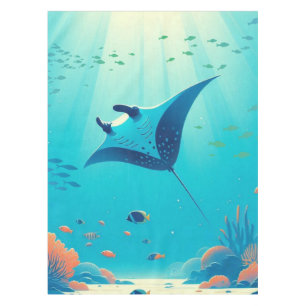 Classic, manta ray coastal art tablecloth