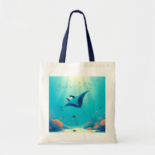 Classic, manta ray coastal art tote bag