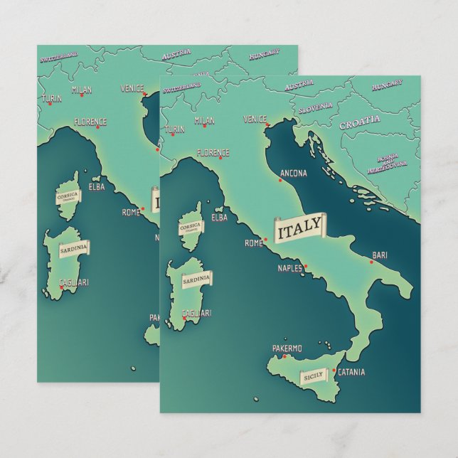 Classic Map Of Italy (Front/Back)