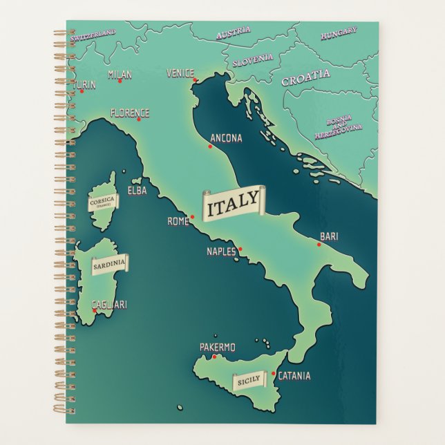 Classic Map Of Italy Planner (Front)