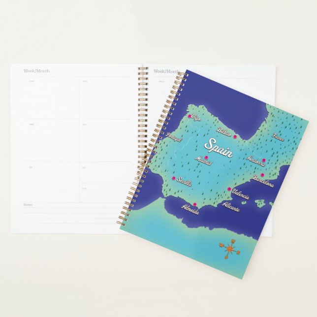 Classic Map Of Spain Planner (Display)