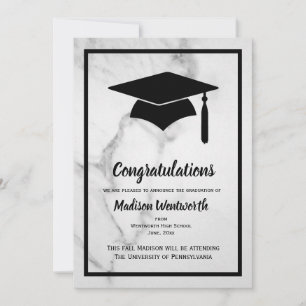 Classic Marble Graduation Announcement - Black