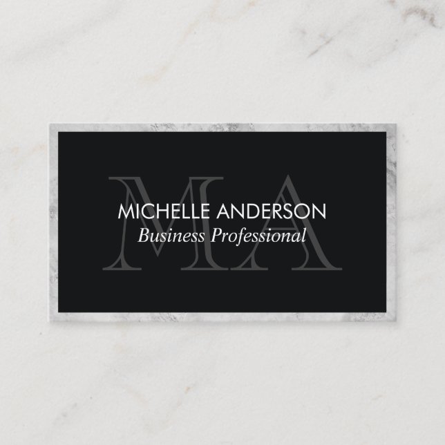 Classic Marble Trim | Monogram | Executive Business Card (Front)