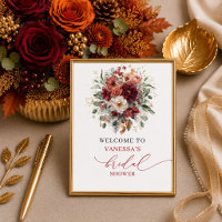 Classic maroon greenery fall bridal shower welcome