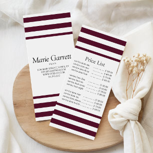 Classic Maroon Stripe Business Price Rack Card