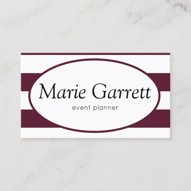Classic Maroon Stripes Business Card (Front)