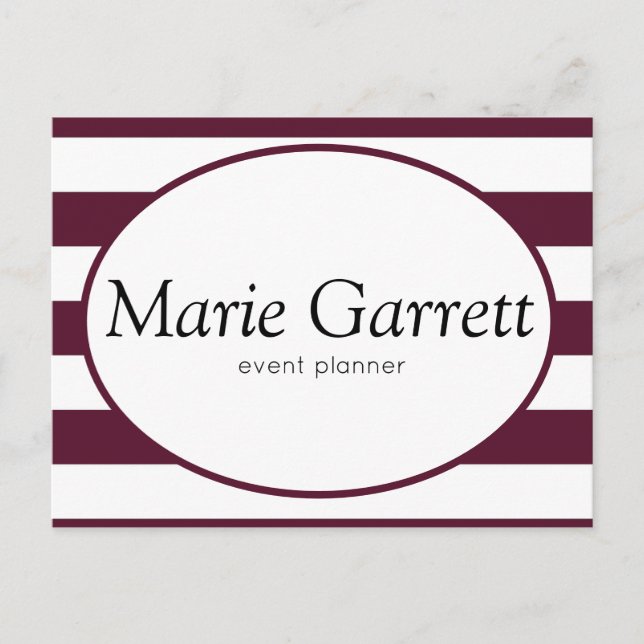 Classic Maroon Stripes Business Postcard (Front)