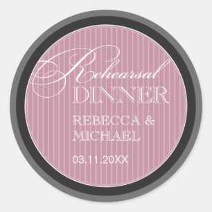 Classic Mauve Pinstripe Rehearsal Dinner Sticker