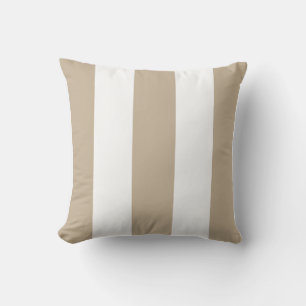 Classic med tan beige sand white vertical strips outdoor pillow