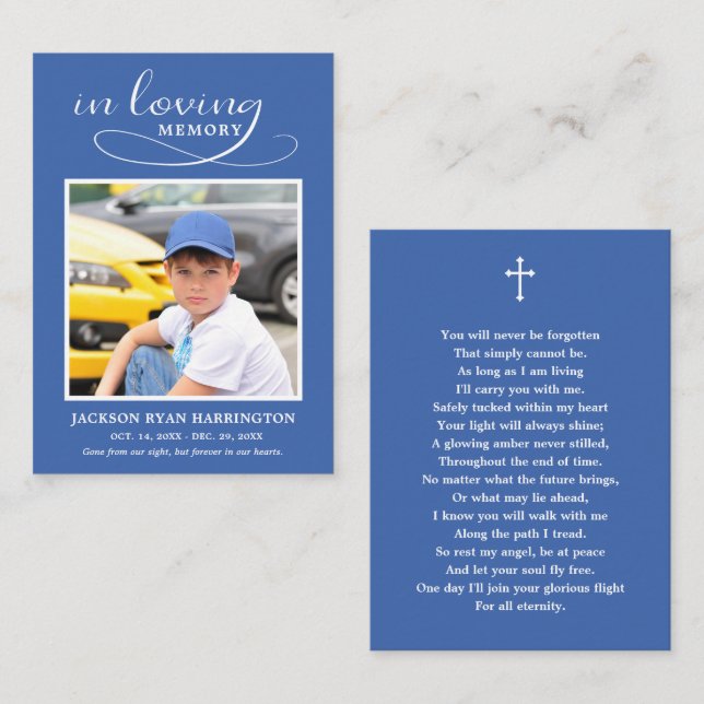 Classic Memorial Photo Funeral Card (Front/Back)