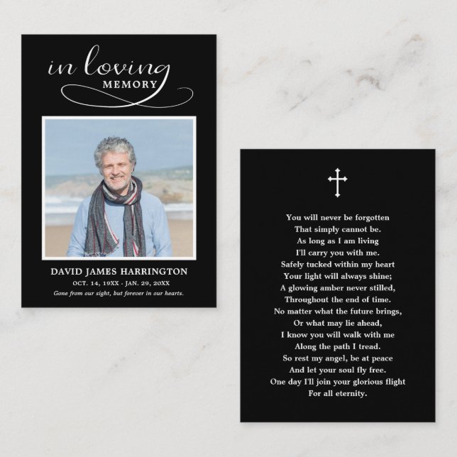 Classic Memorial Photo Funeral Card (Front/Back)