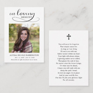 Classic Memorial Photo Funeral Card