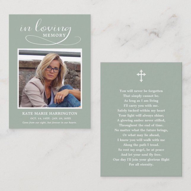 Classic Memorial Photo Funeral Card (Front/Back)