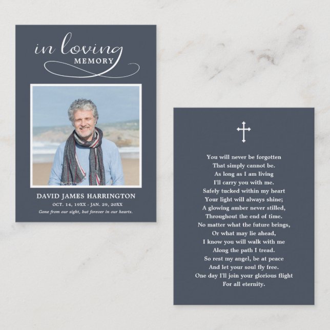 Classic Memorial Photo Funeral Card (Front/Back)