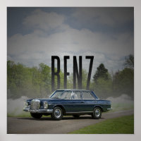 Classic Mercedes-Benz W114 Vintage Car Art Poster