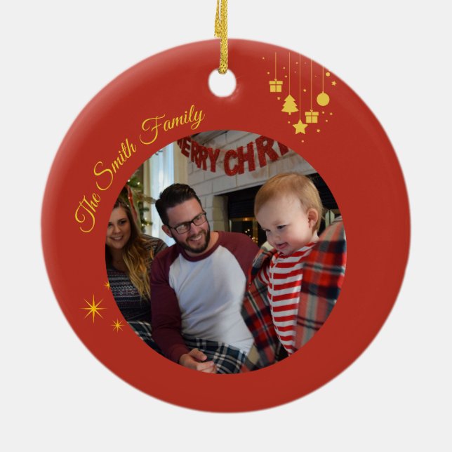 Classic Merry Christmas Ceramic Ornament (Back)