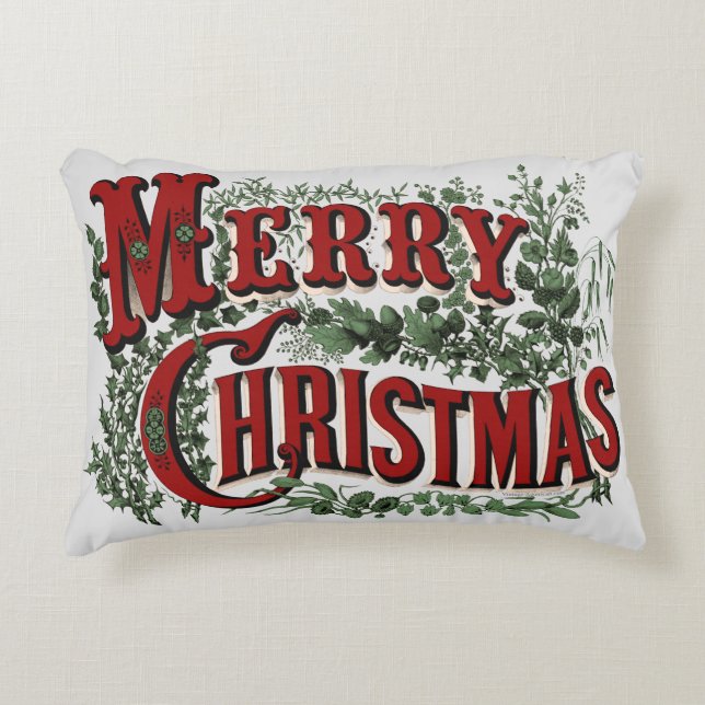 Classic Merry Christmas Decorative Accent Pillow (Front)