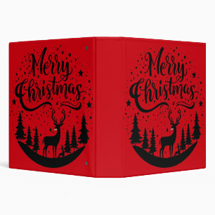 Classic Merry Christmas Deer and Tree Design Art Binder