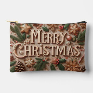 Classic Merry Christmas greenery  Accessory Pouch
