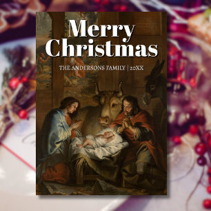 Classic Merry Christmas Nativity Quellinus Holiday Card