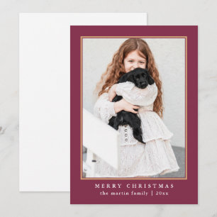 Classic Merry Christmas Red Plaid Print Holiday Ca Card