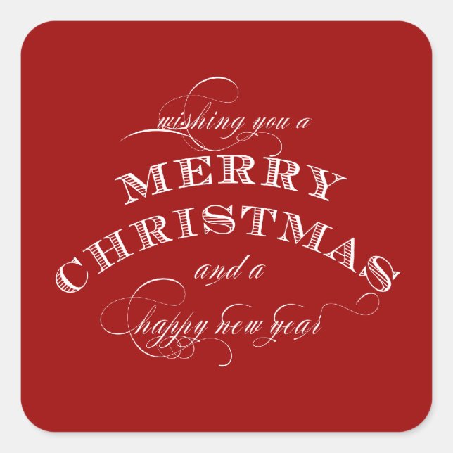 CLASSIC MERRY CHRISTMAS RED STICKER (Front)