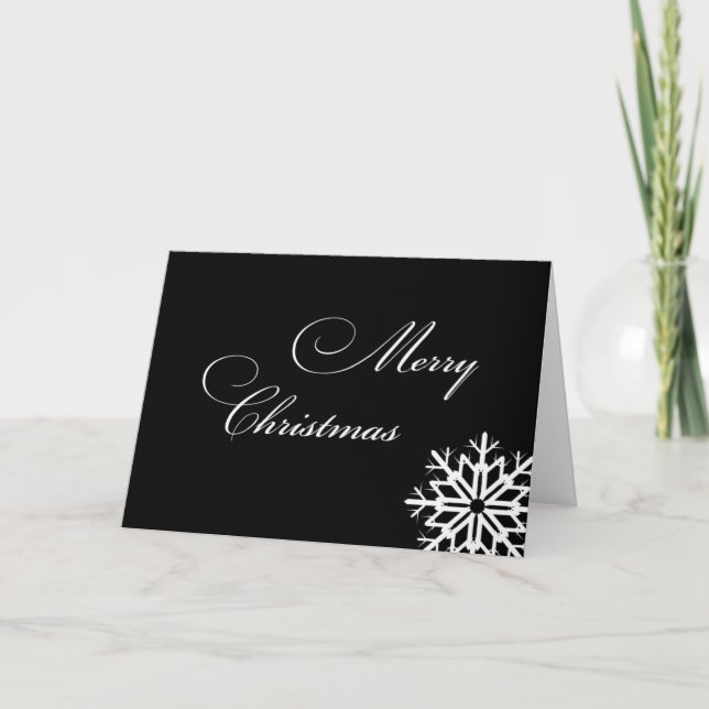 Classic Merry Christmas Snowflake Card (Front)