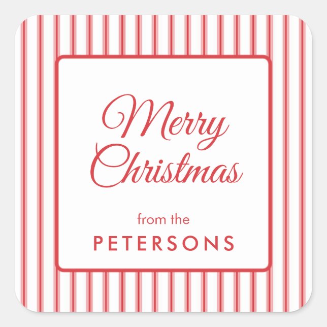 Classic Merry Christmas Square Sticker (Front)