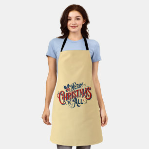 Classic Merry Christmas to All - Festive Holiday A Apron