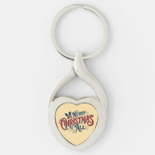 Classic Merry Christmas to All Festive Holiday Art Keychain