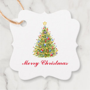 Classic Merry Christmas Tree Gift Tags Favour Tags