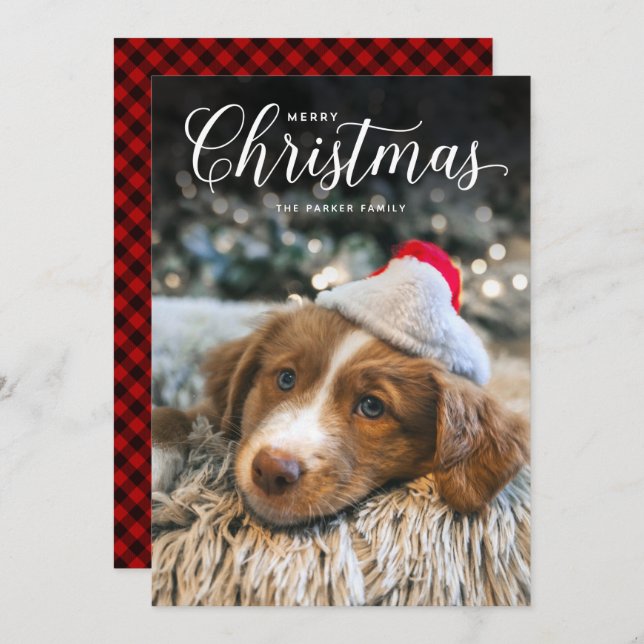 Classic Merry Christmas Type Photo Card (Front/Back)