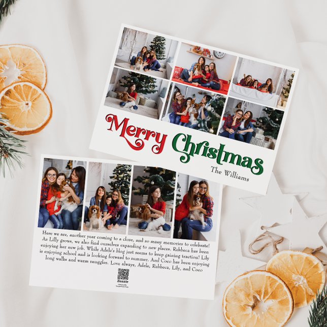 Classic Merry Christmas Year In Review Ten Photo Holiday Card (Creator Uploaded)