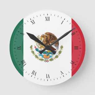 Classic Mexican Flag Round Clock