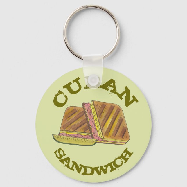 Classic Miami Cuban Sandwich Ham Pork Swiss Cheese Keychain (Front)