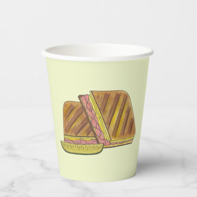 Classic Miami Cuban Sandwich Ham Pork Swiss Cheese Paper Cups (Front)