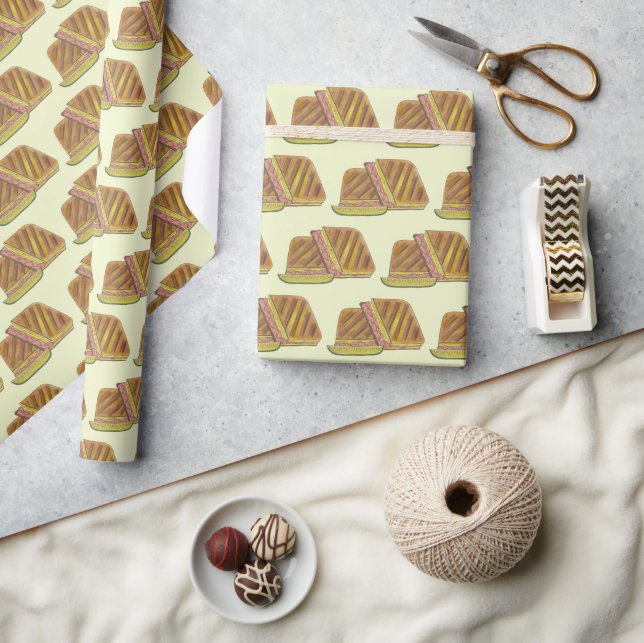 Classic Miami Cuban Sandwich Ham Pork Swiss Cheese Wrapping Paper (Crafts)