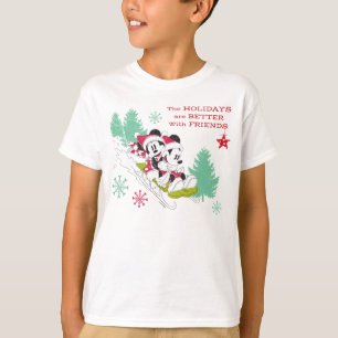 Classic Mickey and Minnie Snow Sledding T-Shirt