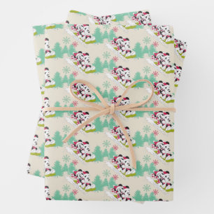 Classic Mickey and Minnie   Snow Sledding Wrapping Paper Sheet