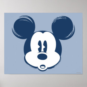 Classic Mickey   Blue Head Poster