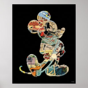 Classic Mickey Comic Silhouette Poster