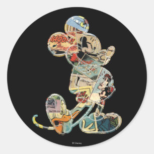 Classic Mickey   Comic Silhouette Round Sticker