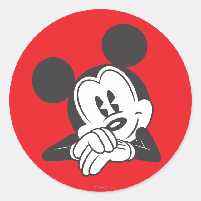 Classic Mickey | Cute Portrait Round Sticker (Front)