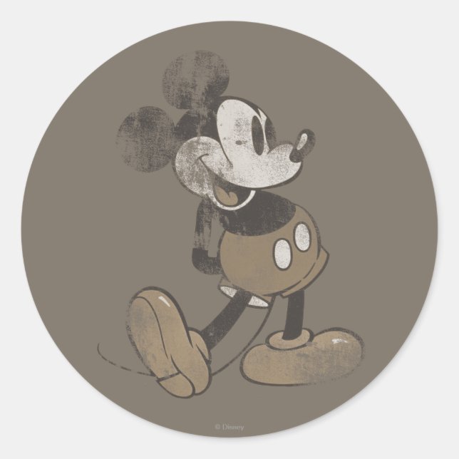 Classic Mickey | Distressed Classic Round Sticker (Front)