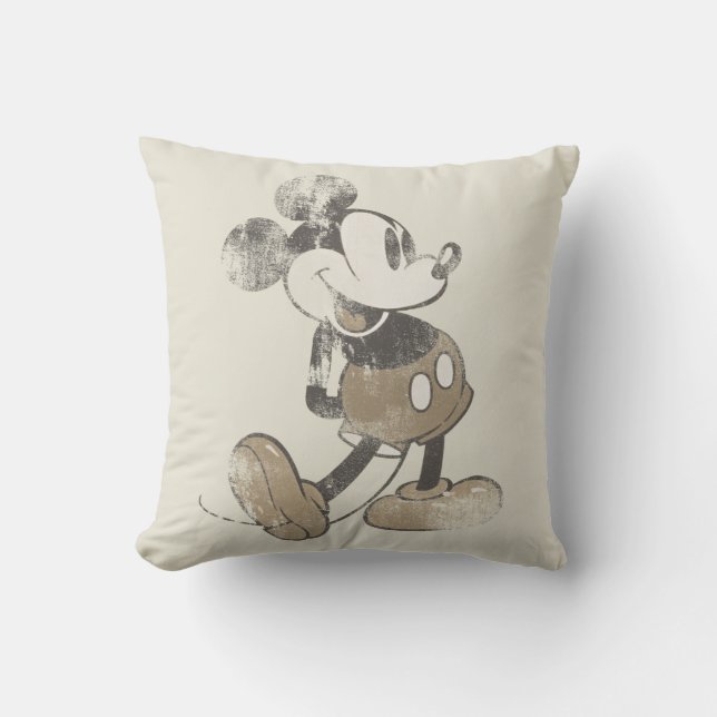 Classic Mickey | Distressed Throw Pillow (Front)