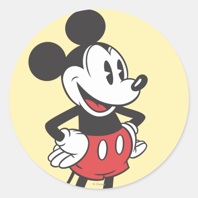 Classic Mickey | Hands on Hips Round Sticker (Front)