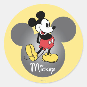 Classic Mickey   Head Icon Round Sticker