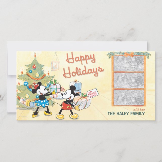 Classic Mickey & Minnie Holiday Photo Card (Front)