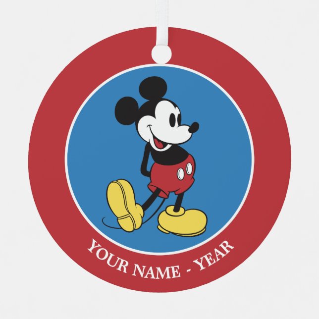 Classic Mickey Mouse | Add Your Name Metal Ornament (Front)